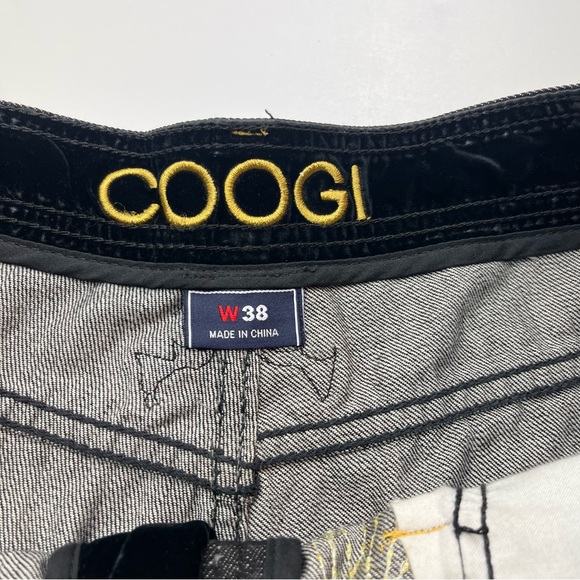 Coogi Baggy Denim‎ Short Black Hip Hop Y2K Mens Size 38 x 17 Embroidered Velvet - Picture 3 of 15